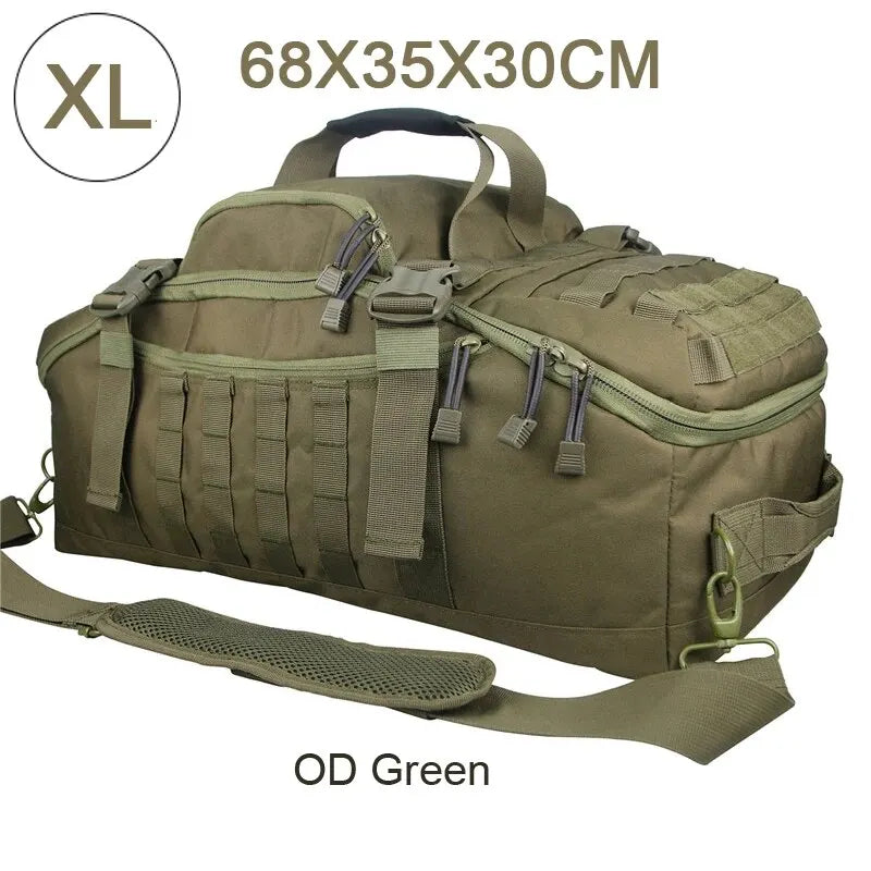 OD green MOLLE tactical backpack, size XL (68x35x30cm) with front MOLLE panel