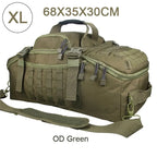 OD green MOLLE tactical backpack, size XL (68x35x30cm) with front MOLLE panel
