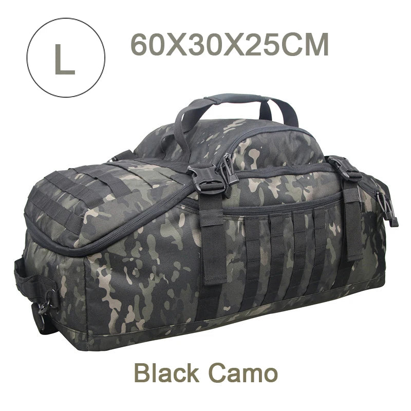 Camouflage MOLLE tactical backpack, size L (60x30x25cm) with front compartments