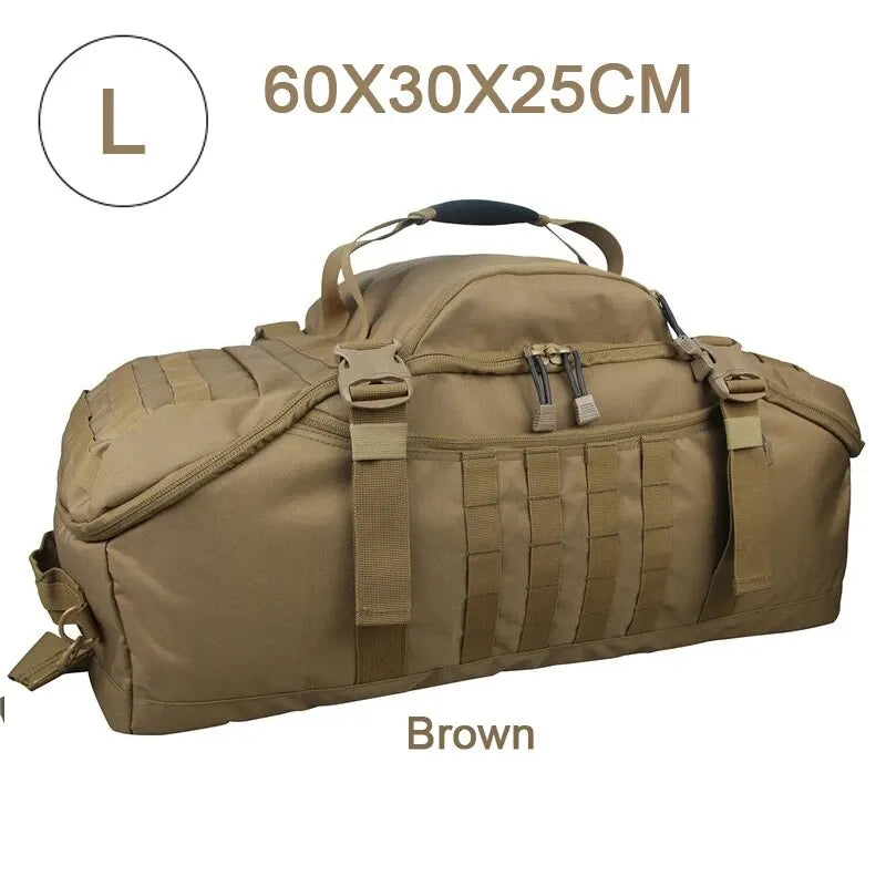Brown MOLLE tactical backpack, size L (60x30x25cm) with front webbing pockets
