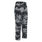Wide-leg joggers with dark digital camouflage pattern and elastic waist