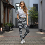 Women’s digital camo yoga leggings with high-rise waistband, full-length fit
