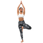Digital camo yoga leggings, high-rise waistband, full-length leggings for stretching