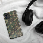 iPhone® snap case with green and tan army camouflage pattern and camera cutouts