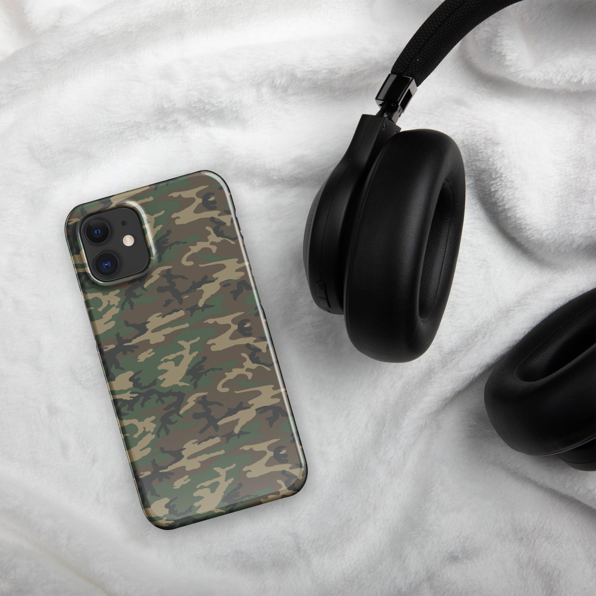 Army camouflage iPhone® snap case, camouflage back with button-side access and cutouts