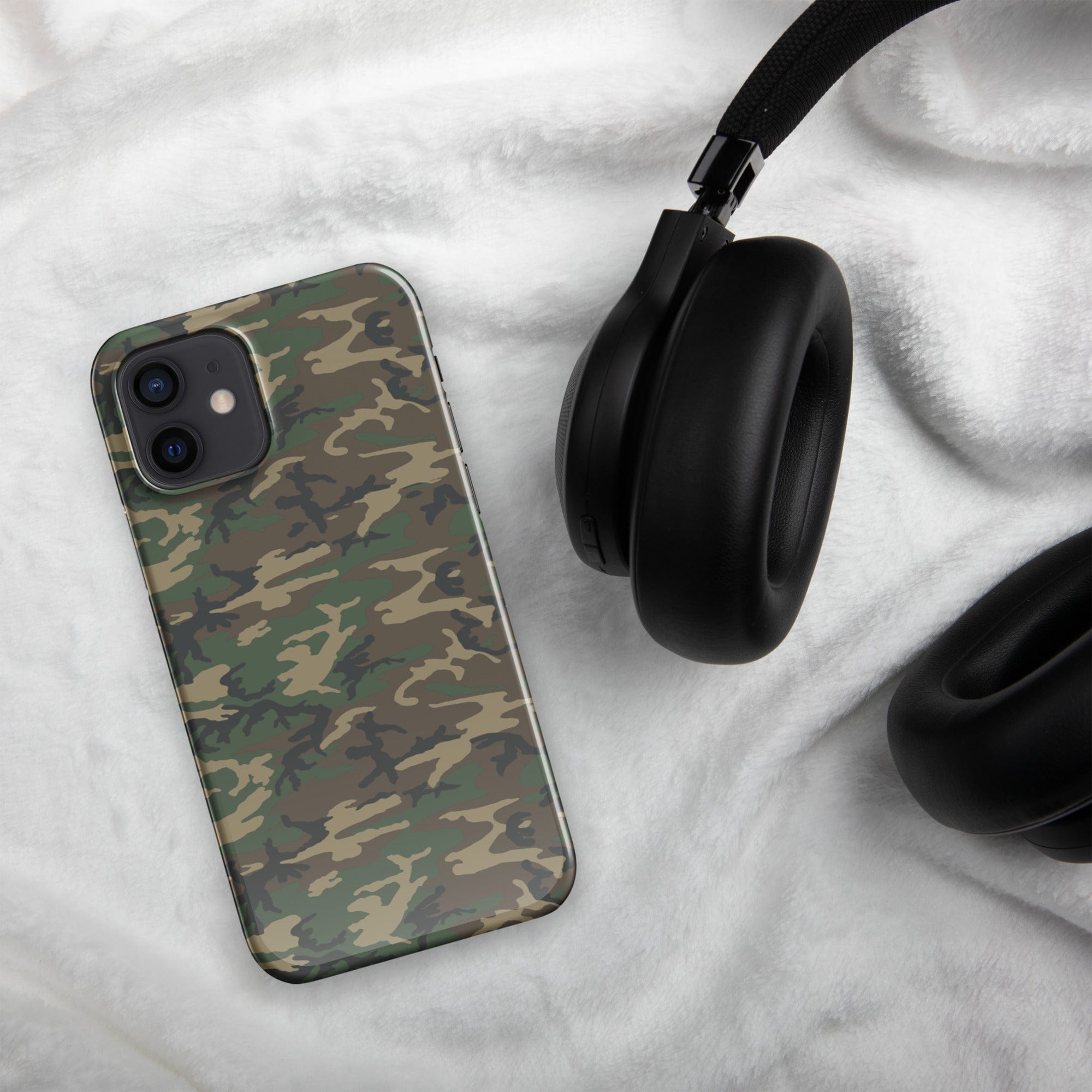 Army camouflage iPhone® snap case, camouflage back and camera cutout for lens access