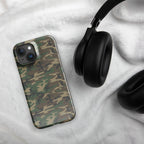 Camouflage snap case for iPhone® rear triple camera cutouts, green-brown pattern, snap fit