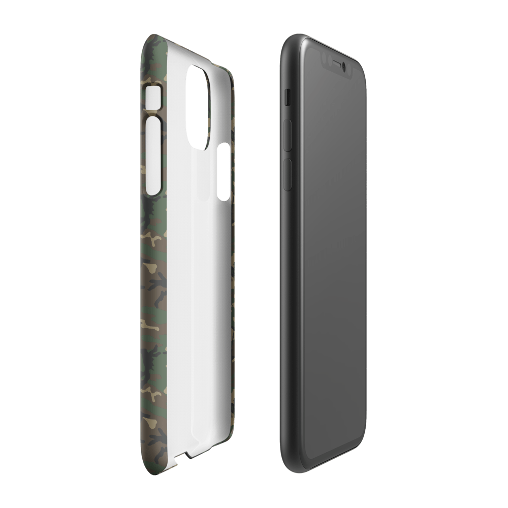 Army camouflage iPhone® snap case, camo back with exposed side buttons and ports