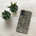 iPhone® snap case with army camouflage back and camera cutouts
