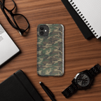 iPhone® snap case with army camouflage design and side button openings