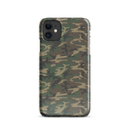 Army camouflage iPhone® snap case with dark green camo pattern and camera cutout