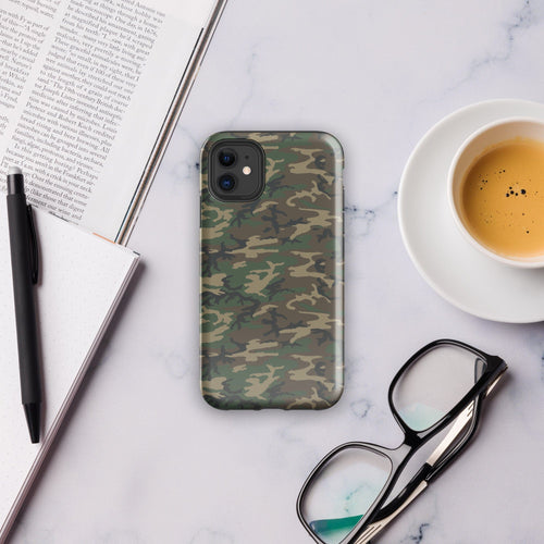 Army camouflage tough case in green and brown with raised camera openings