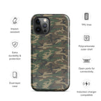 Army camouflage tough case front-facing back, showing camera lenses and cutouts