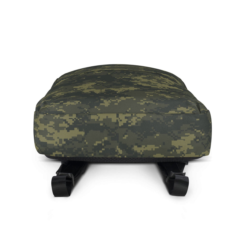 Camouflage backpack with padded top and adjustable back straps