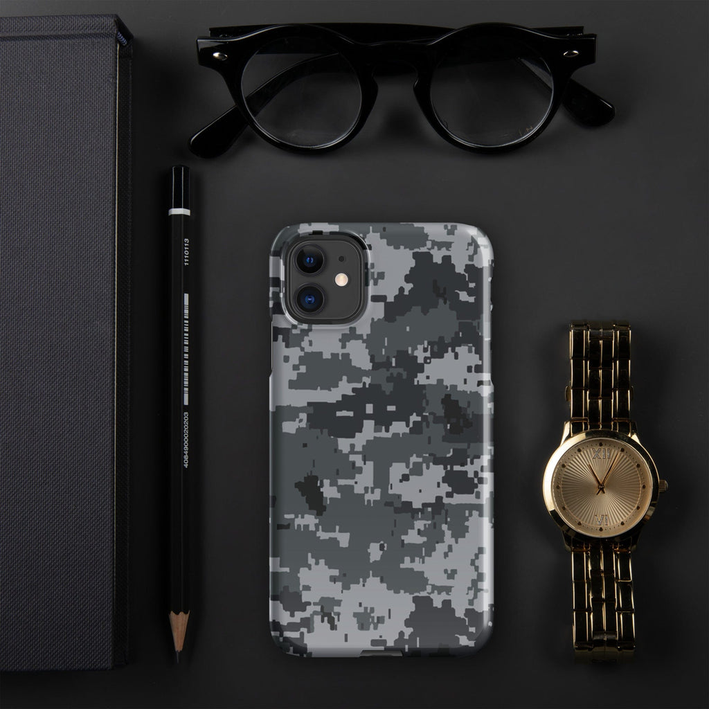 Digital camo snap phone case with raised multi-lens camera cutout