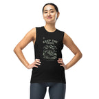 Black unisex hiking muscle tank with “Keep the Trail” front graphic, sleeveless fit