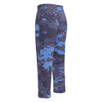 Digital camouflage wide-leg joggers, elastic waistband with drawstring and relaxed straight legs