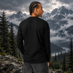 Men's black long sleeve hiking T-shirt, plain back