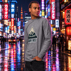 Men's gray long sleeve hiking T-shirt with 'ROAM THE WILD' triangle graphic