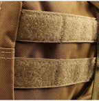 Khaki MOLLE strap webbing on tactical backpack front panel