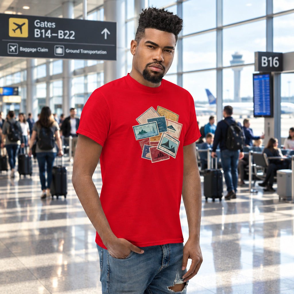 Travel Stamps T-Shirt Wanderlust Adventure Graphic Tee - Still Out There