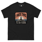 Black hiking t-shirt with mountain graphic and I’LL DO IT AGAIN slogan