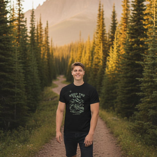 Keep The Trail Hiking T-Shirt – Mountain & Boots Graphic Tee