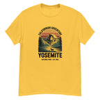 Hiking t-shirt, yellow, front Yosemite national park graphic