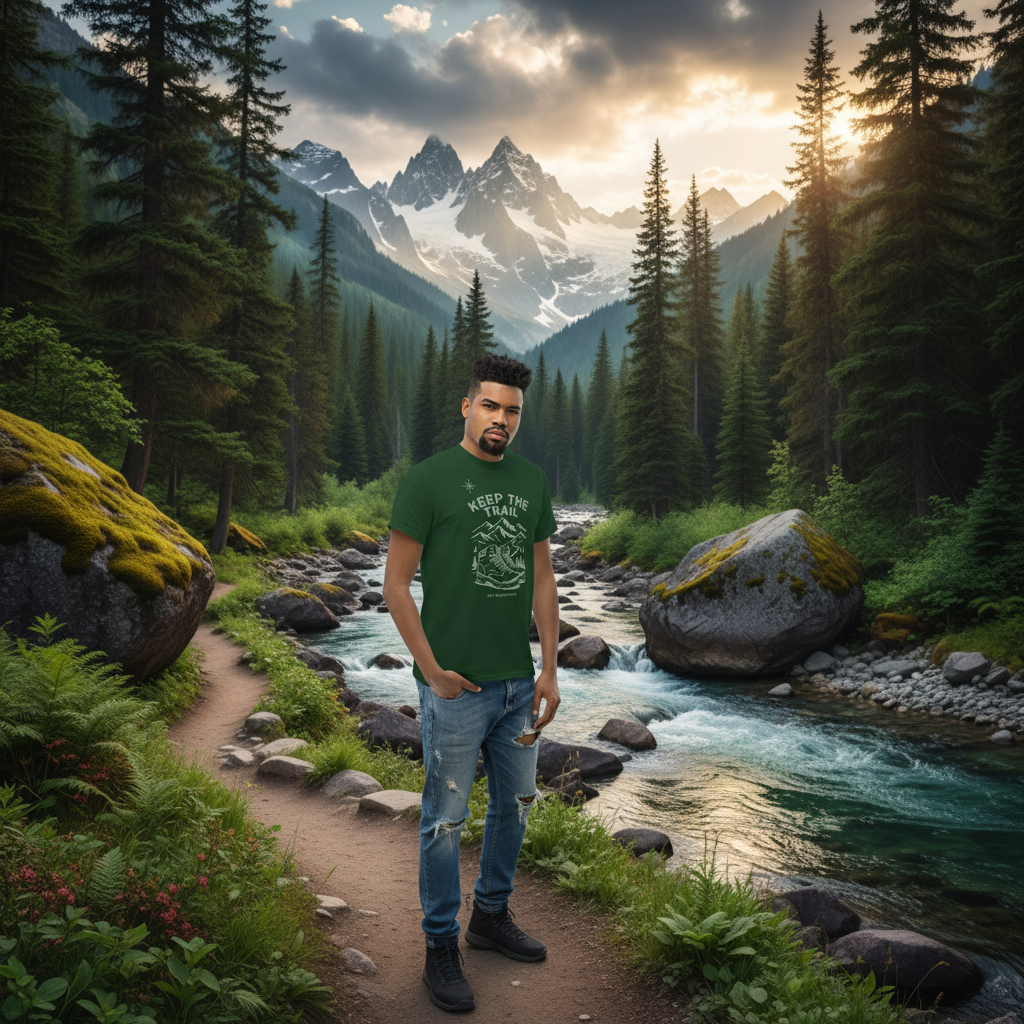 Keep The Trail Hiking T-Shirt – Mountain & Boots Graphic Tee