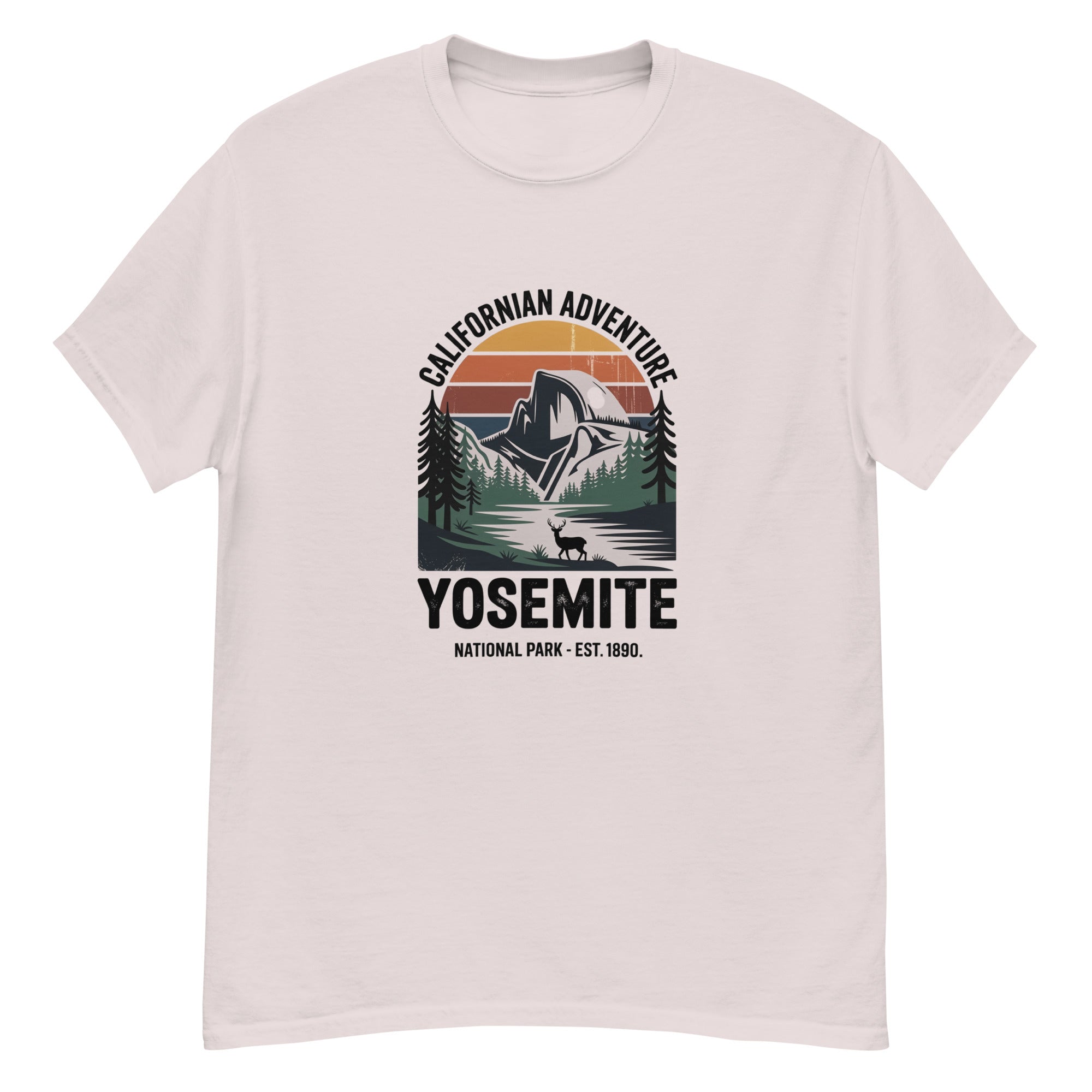 Hiking t-shirt, light gray, front Yosemite national park graphic