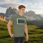 Olive green Ibuprofen trail supplement T-shirt with rectangular logo front print