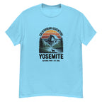 Hiking t-shirt, light blue, front Yosemite national park graphic