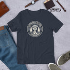 Funny camping t-shirt in dark gray with Nature Called circle wildlife graphic