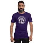 Team purple camping graphic t-shirt with circular Nature Called I Answered logo