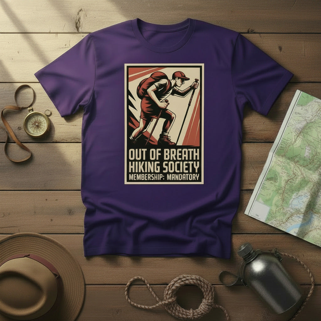 Hiking society graphic T-shirt in team purple with front logo print