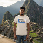 Natural off-white ibuprofen trail supplement t-shirt with front graphic logo