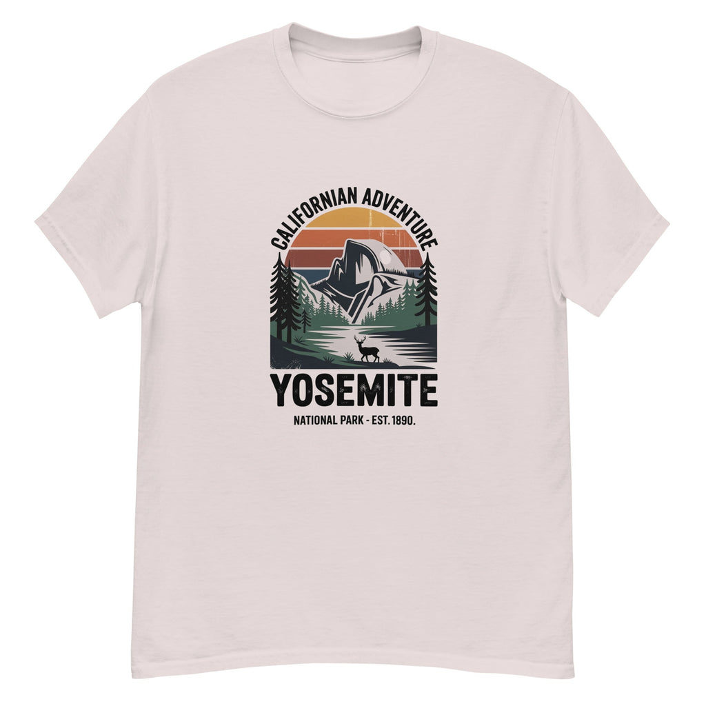 Light pink Yosemite hiking T-Shirt with front mountain logo graphic